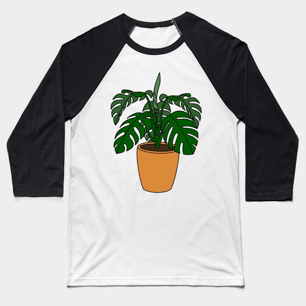 Green Monstera Plant Illustration | Plant in a pot Baseball T-Shirt by gronly